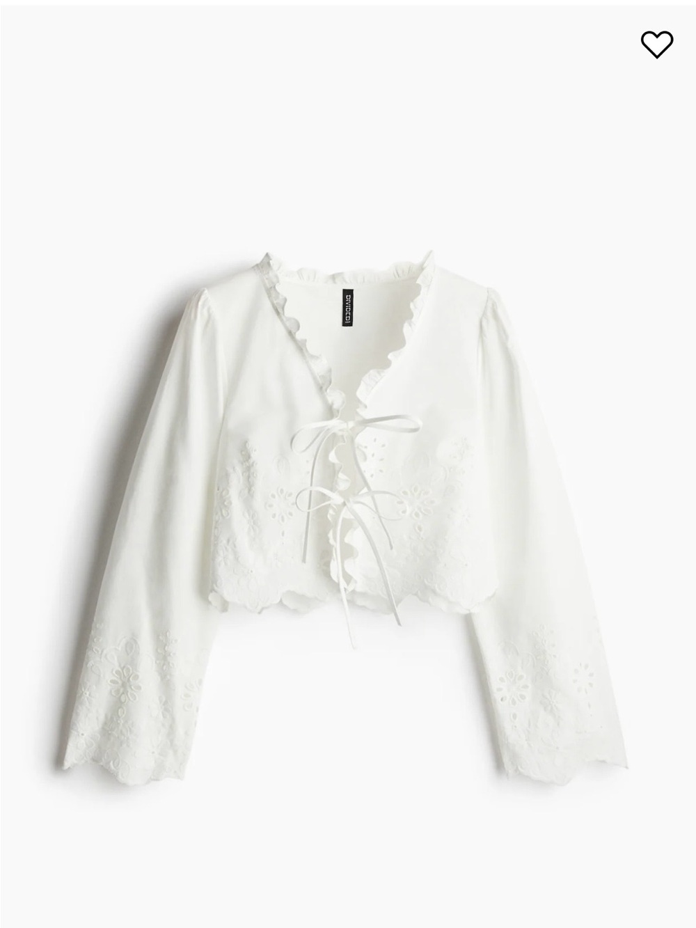 H &M cotton blouse with eyelet embroidery, small.